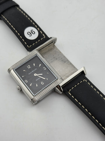 Vtg German Made Jean Muller Reverso Mechanical Dual Dial Flip Case Watch. Runs.