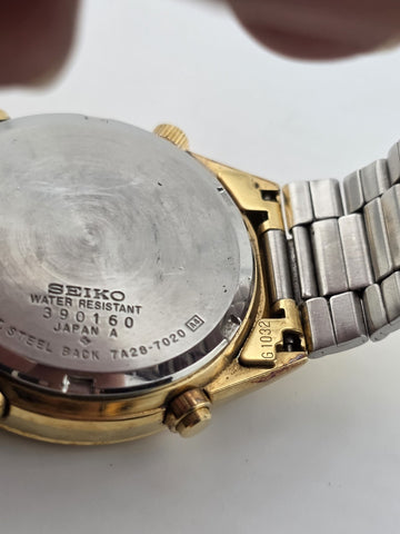 RARE VINTAGE SEIKO CHRONOGRAPH JAMES BOND 7A28-7020 JAPAN GOLD TONE MEN'S WATCH