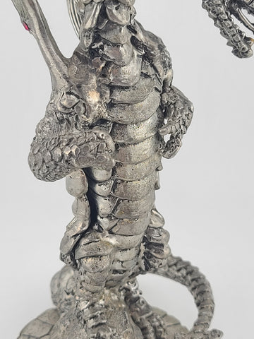 Ltd Ed. Fellwolf Pewter Dragon Goblet Fantasy Chalice Red Stones Signed 374/1000