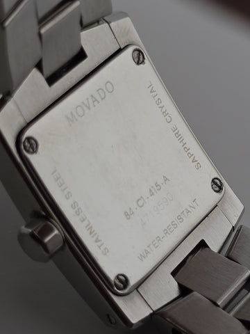 Movado 84.C1.415.A Swiss Quartz Stainless Steel Rectangular Museum Watch. 22mm.