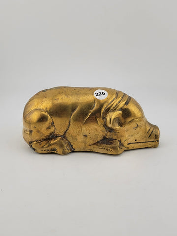 Lot Of 2 Vintage Collectible Heavy Brass Piggy Bank And Paperweight.