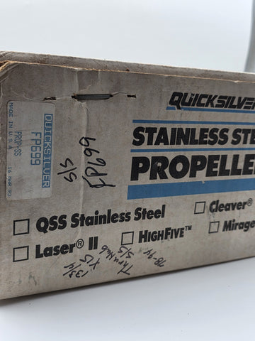 New Old Stock Quicksilver FP699 Stainless Steel Propeller Sealed Box USA 1993