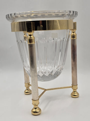 Design Guild Crystal Champagne Chiller Vertical Cut with Stand Brass Barware