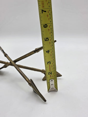 Pair Of Vintage Rustic Metal 3 Arrows Bookends Gold Tone.