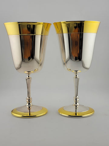 2 Collectible Mary Kay Gold & Silver Metal Goblet Cup Glasses Drinking Good Cond