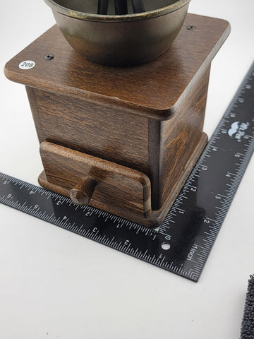 Rare DE Vintage European Manual Solid Wood Cast Iron Coffee Grinder With Drawer.