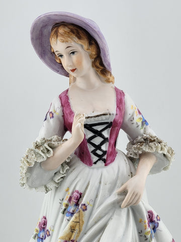 Rare Antique Collectible Porcelain Figurine "Shepherdess" W Dog, Germany.