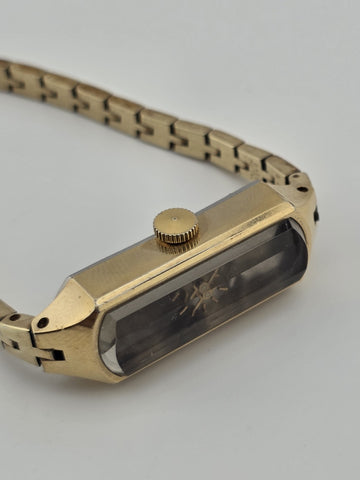 VINTAGE SEIKO 1520-366G 17 JEWELS SILVER GOLD PLATED BEVEL CRYSTAL WATCH WORKS