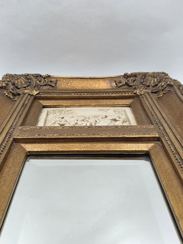 Rare Antique 19th C Enrico Braga Tondo Relief Mirror W Perfugium Regibus Coin