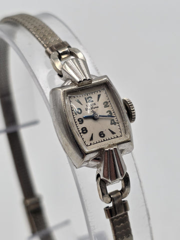 Vintage 1930s Elgin De Luxe Art Deco Ladies Mechanical Wristwatch Deco. Working.