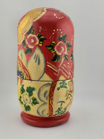 Vintage Collectible Hand Painted  Wooden Russian Matryoshka Nesting Dolls.