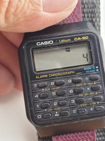 Vintage Casio CA-50 Digital Men's 8-Digit Calculator Dual Time Watch Japan Works