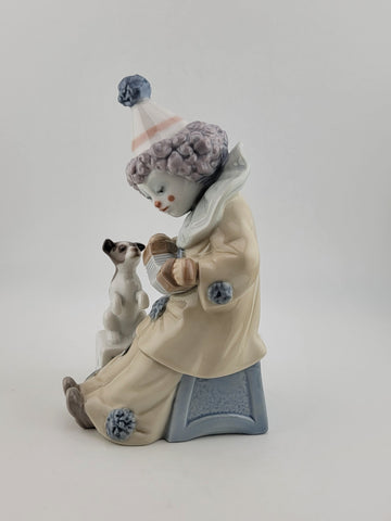 LLADRO Clown w/ Puppy Dog Pierrot Concertina Retired Jose Puche #5279 Vintage