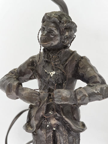 Vintage Pair Bronze Singerie Monkey Courtier Figural Table Lamps. Adjustable.