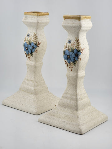 Vintage Mikasa Candlesticks Garden Club Day Dreams Blue Flowers Floral Japan