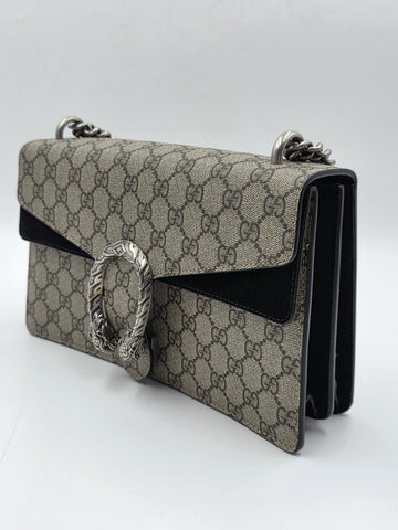 New W Tag Gucci GG Supreme Dionysus Medium Shoulder Bag with Chain Strap.