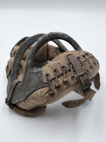 Rare Antique C 1920's Cast Iron & Leather Baseball Catcher Umpire Face Mask