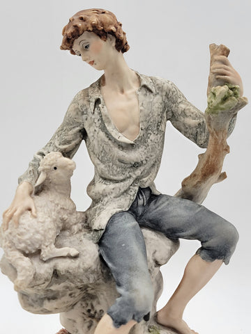 Giuseppe Armani Sculpure Capodimonte 1982 Florence Shepherd with Sheep 13 in