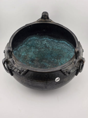 Hittite Artefacts, Hand Hammered Copper Bowl Pot with 3 Brass Hittite Sirens.
