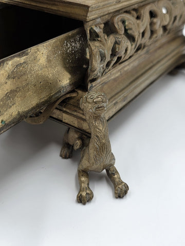 Antique 19th C Museum Quality Napoleon III French Gilt Bronze Figural Écritoire