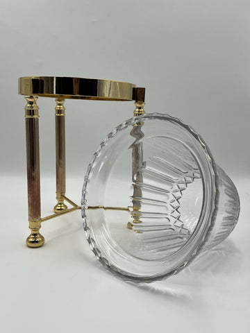 Design Guild Crystal Champagne Chiller Vertical Cut with Stand Brass Barware