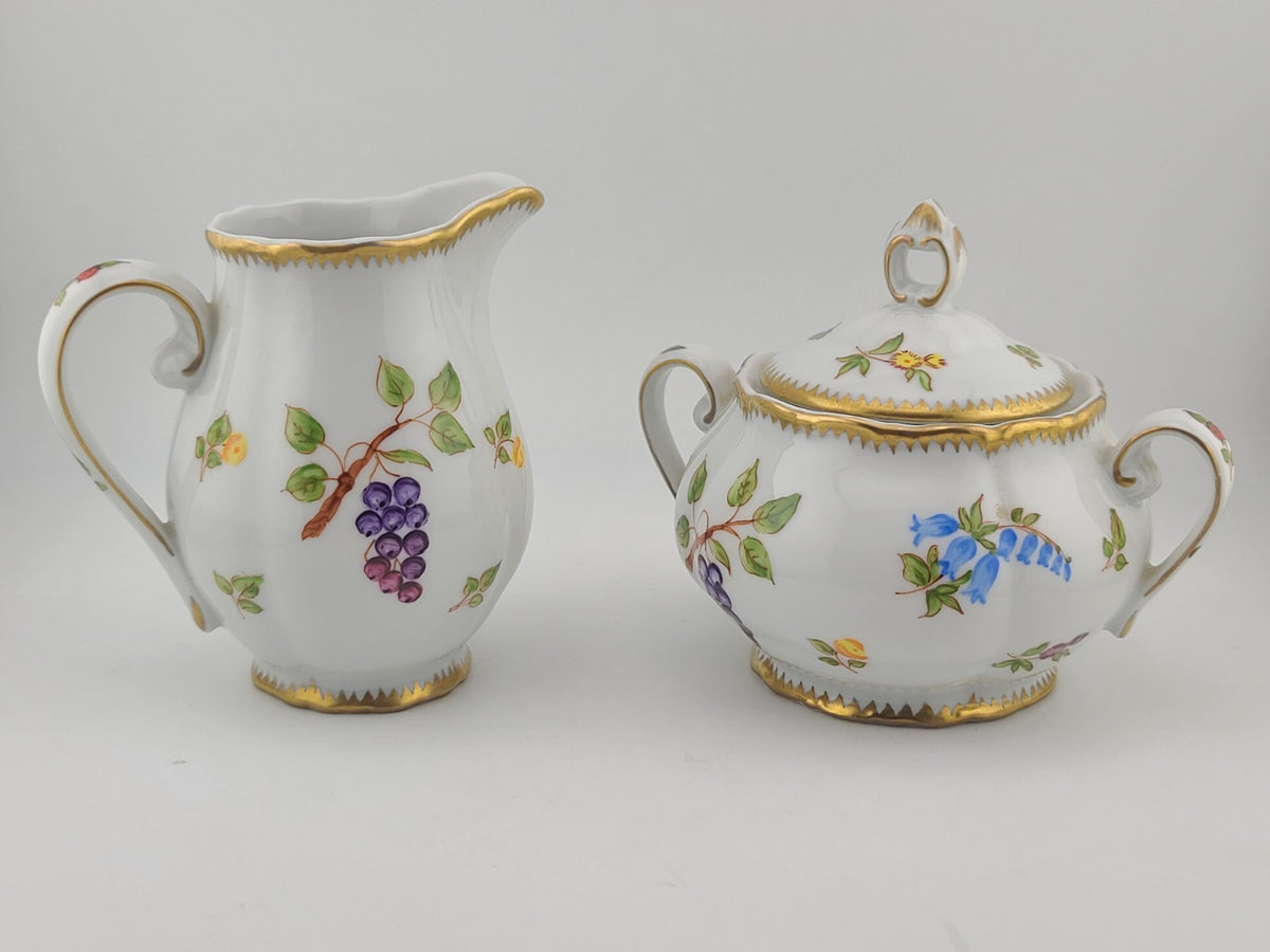 Rare Anna Weatherley Strawberry Creamer & Sugar Set Czech Porcelain Hand Painted