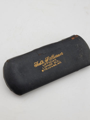 Early Pince Nez Pinch Nose Shell Frame Lens Spectacles w/Case No Frame