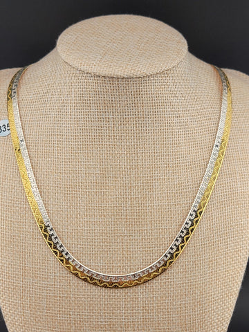 HAN Gold Vermeil over Sterling 925 Silver Italy 30 Inch Necklace. Double Sided.