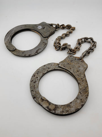 Antique WW2 Era Harvard Lock Company New York Leg Shackles Leg Irons Cuffs