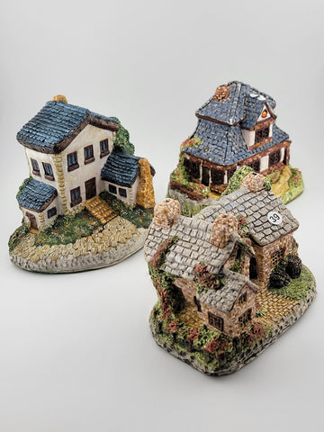 Lot Of 3 Vintage English Cottages- Made In Taiwan - Christmas Gift Idea