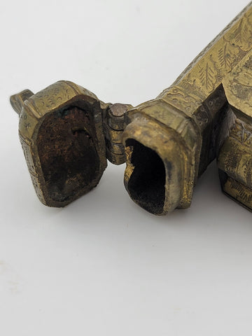 Antique 19th C Ottoman Brass Pen Box Qalamdan Traveling Inkwell calligraphy