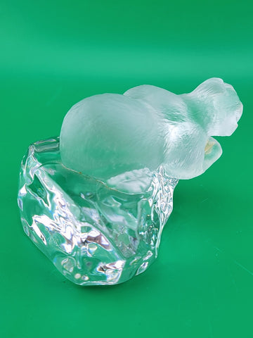 Faberge Crystal Polar Bear Signed Igor Carl Faberge Made in France. Missing Fish