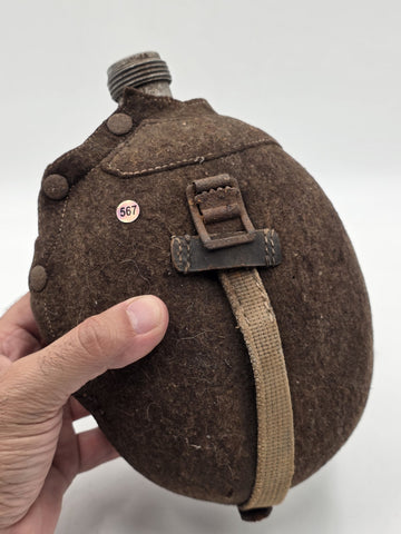 Original WWII German Army M31 Feldflasche Canteen MN42 1942 Felt Cover Wehrmacht