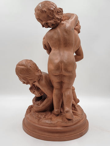 French Terracotta Group of Cherubs After Clodion Bacchanal (1738–1814). 19 Inch.