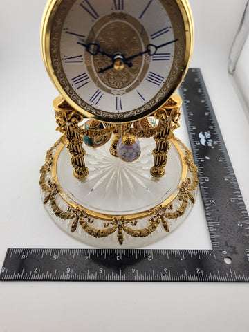 RARE HERMLE & SOHN 24K GOLD FABERGE EGG CRYSTAL CLOCK FOR ALL SEASONS. WORKING.