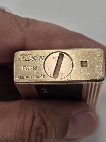 Rare Vintage ST Dupont Paris Gold Plate Black Lacquer Lighter & Cigar Cutter