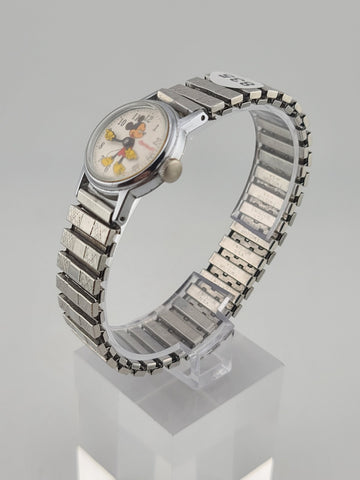 Vintage Ingersoll Disney Mickey Mouse 24mm Manual Wind Watch Good Running