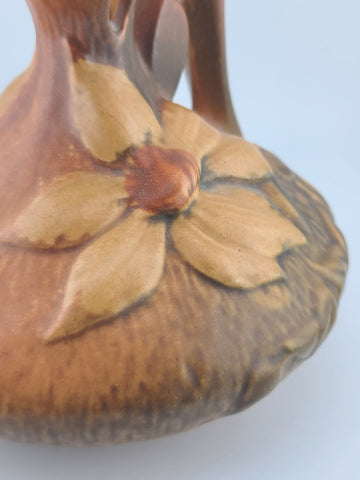 Vtg Roseville Made In The USA Pottery Clematis Ewer Pitcher 16.6 Mold 6" Tall