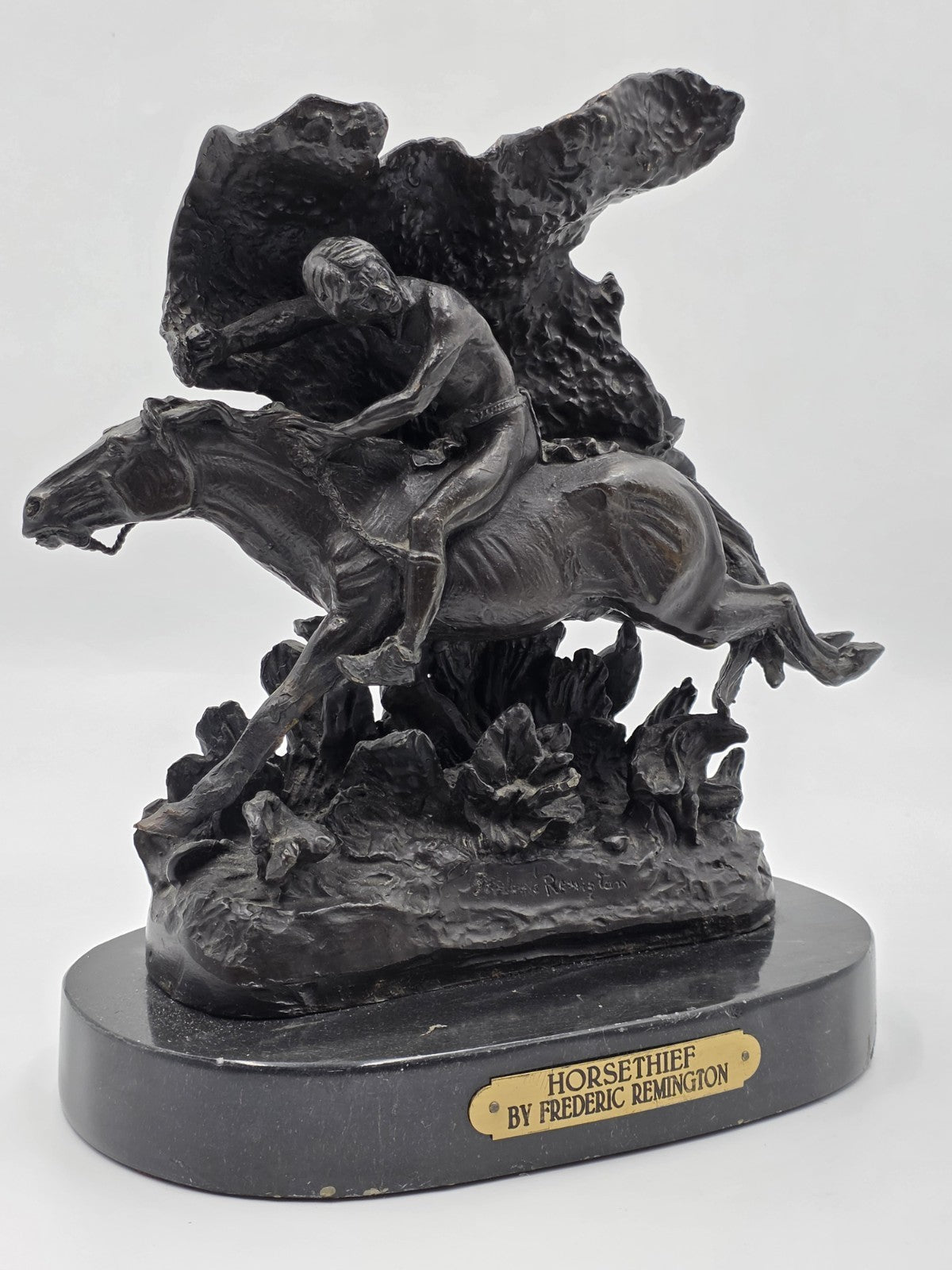 Vintage Frederic Remington Bronze Statue "The Horse Theif" Licenced Reproduction