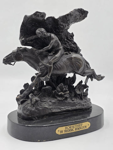 Vintage Frederic Remington Bronze Statue "The Horse Theif" Licenced Reproduction