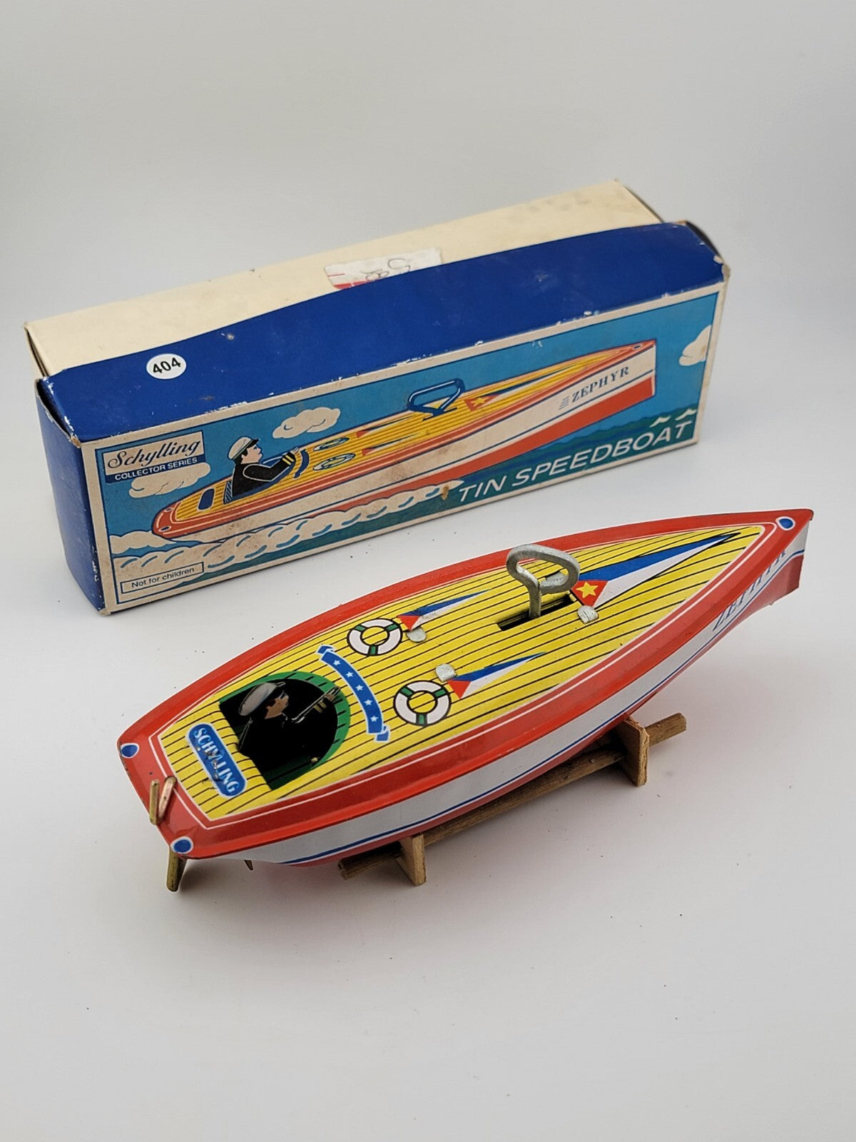 Vintage 1996 Schylling Tin SpeedBoat Zephyr Wind Up Toy LIMITED EDITION. Working
