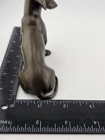 Antique Miniature Bronze Dachshund Sculpture Vintage Dog Figurine Paper Weight