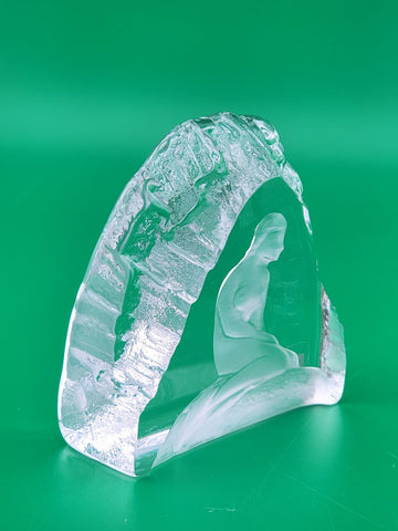 VINTAGE 1960'S MODERNIST LITTLE MERMAID SIGNED NYDRO CRYSTAL SCULPTURE - SWEDEN