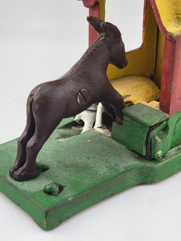 Vintage Collectible Money Coin Savings Bank Box, Horse Kicking in Coin with Tail
