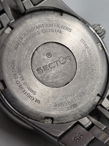 Sector 880 Swiss Made Quartz 34mm Sapphire 100M Steel Watch 2653881745 Box Works