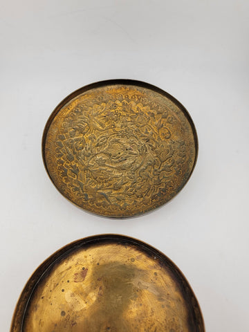 Late 19th Century Persian Islamic Middle East Silver Repousse Round Trinket Box