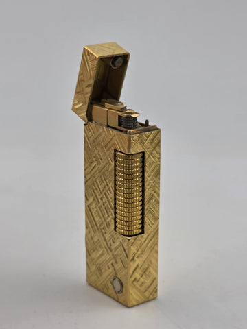 Rare Vintage Dunhill Rollagas Gold Tone Textured Switzerland Very Clean.