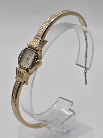 1940's Vintage Elgin Shockmaster 10K GF Ladies Bangle Watch Art Deco Style Works