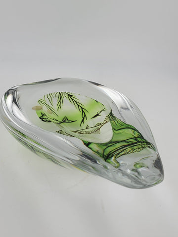 Rare Edward Hald Orrefors Graal Ashtray/ Vase Swedish ArtDeco FishDesign (1950s)