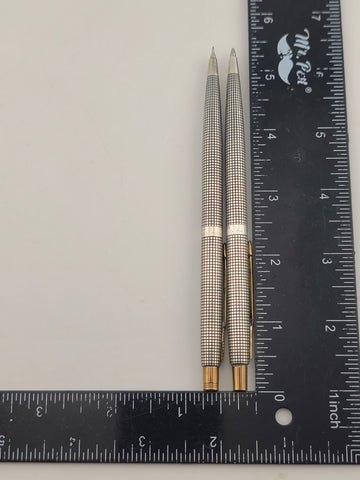 Vintage Parker Sterling Silver Pen & Pencil Set USA Engine Turned Original Case